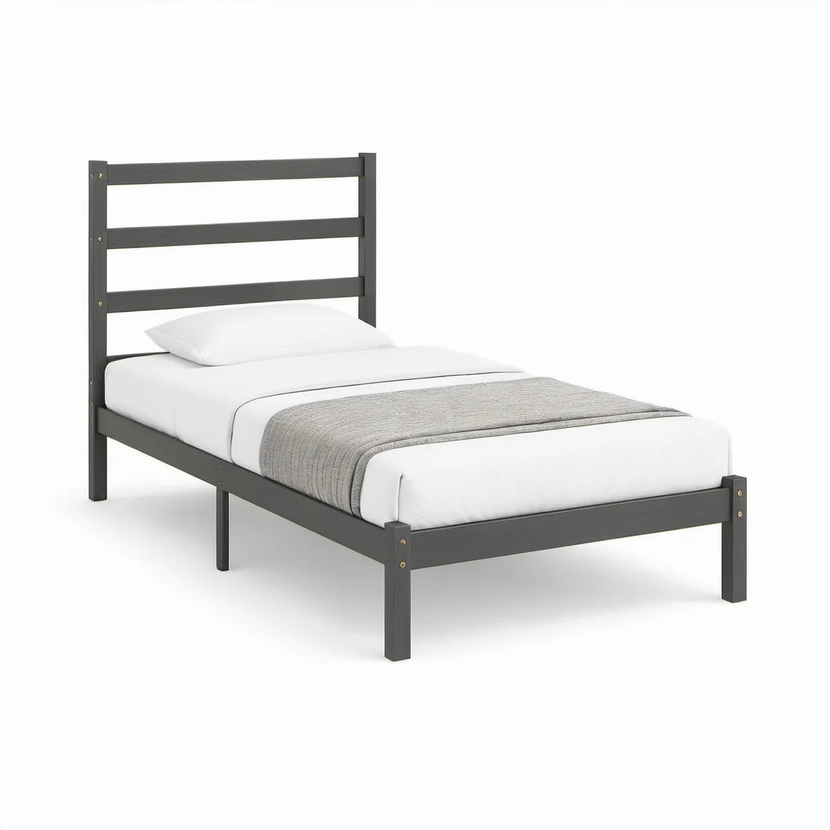 Cama Individual em Aço Carbono Cinzento-Escuro 90 x 190 cm