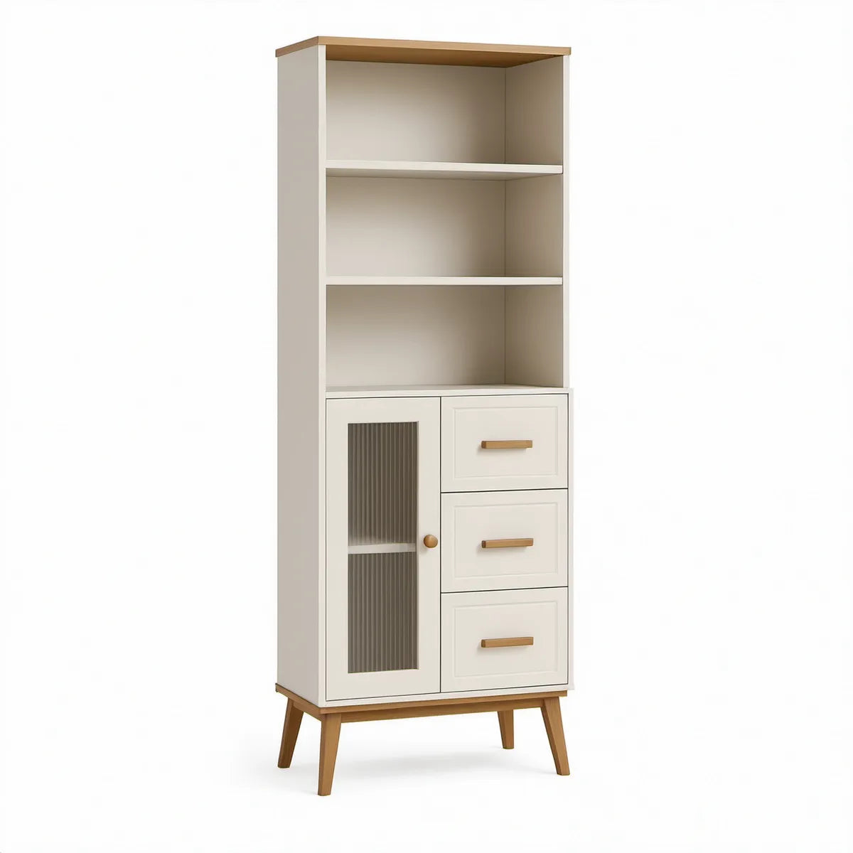 Móvel de Arrumação Alto em MDF Branco e Castanho, 80 x 40 x 180 cm