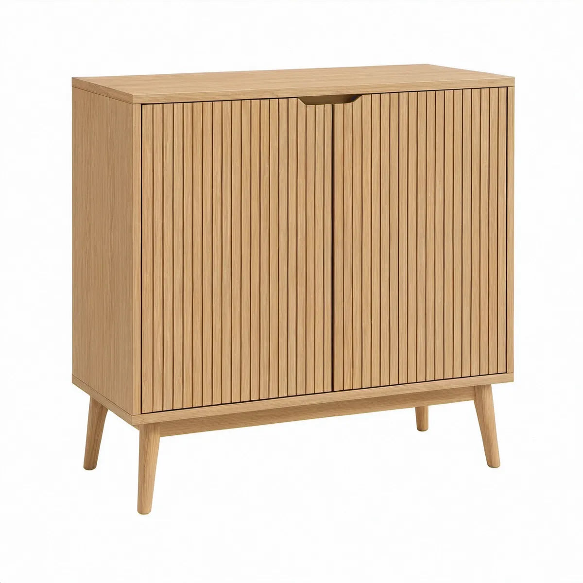 Aparador de 2 Portas em MDF Folheado a Carvalho Natural 80 x 40 x 100 cm