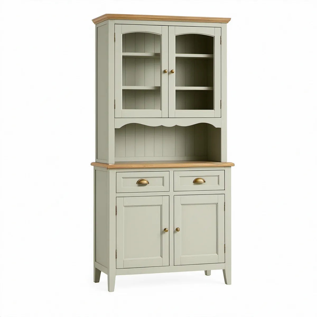 Armário alto em MDF e pinho verde-sálvia com madeira natural e latão, 90 x 45 x 190 cm