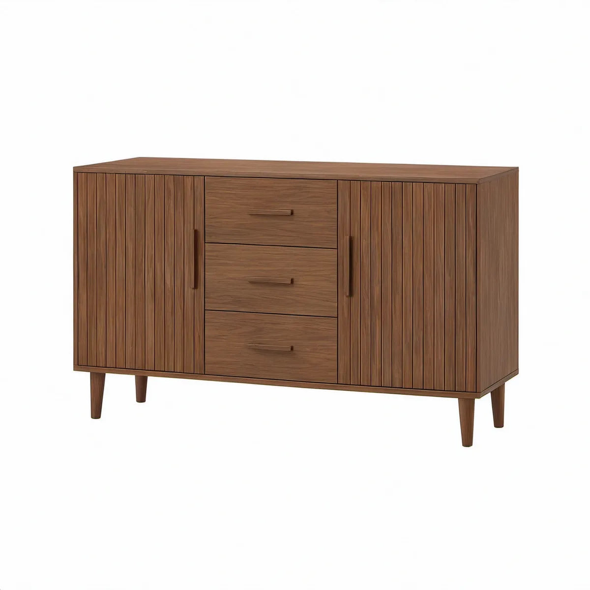 Aparador Retangular em MDF Folheado a Nogueira Castanho, 160 x 45 x 85 cm